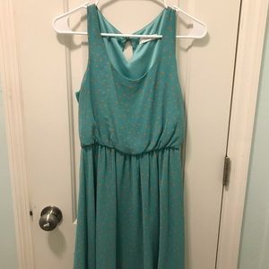 Teal polka dot dress..